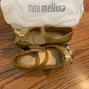 Mini Melissa Gold shoes 🦋